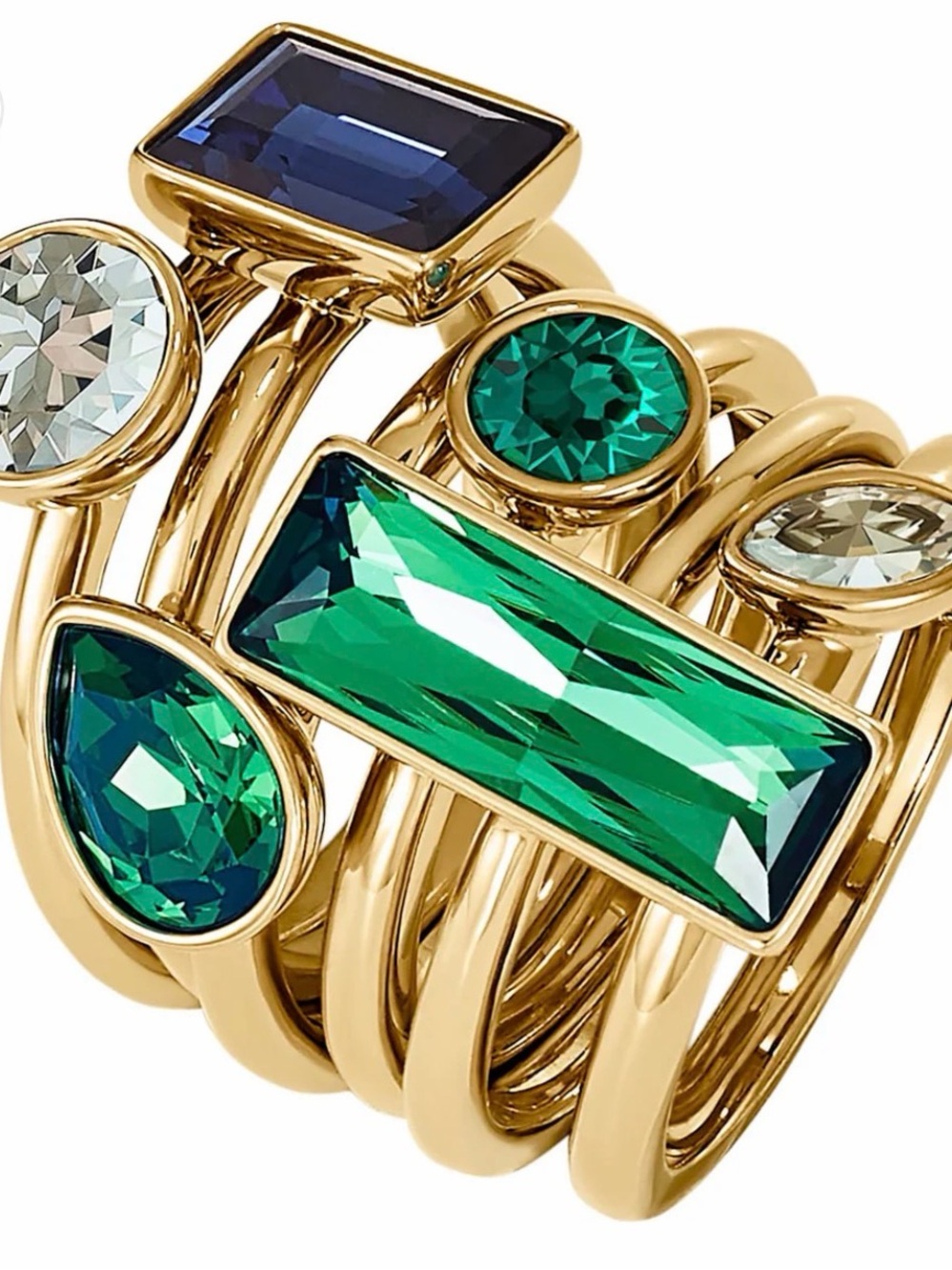 Atelier Swarovski Beautiful Earth Ring Set by Susan Rockefeller